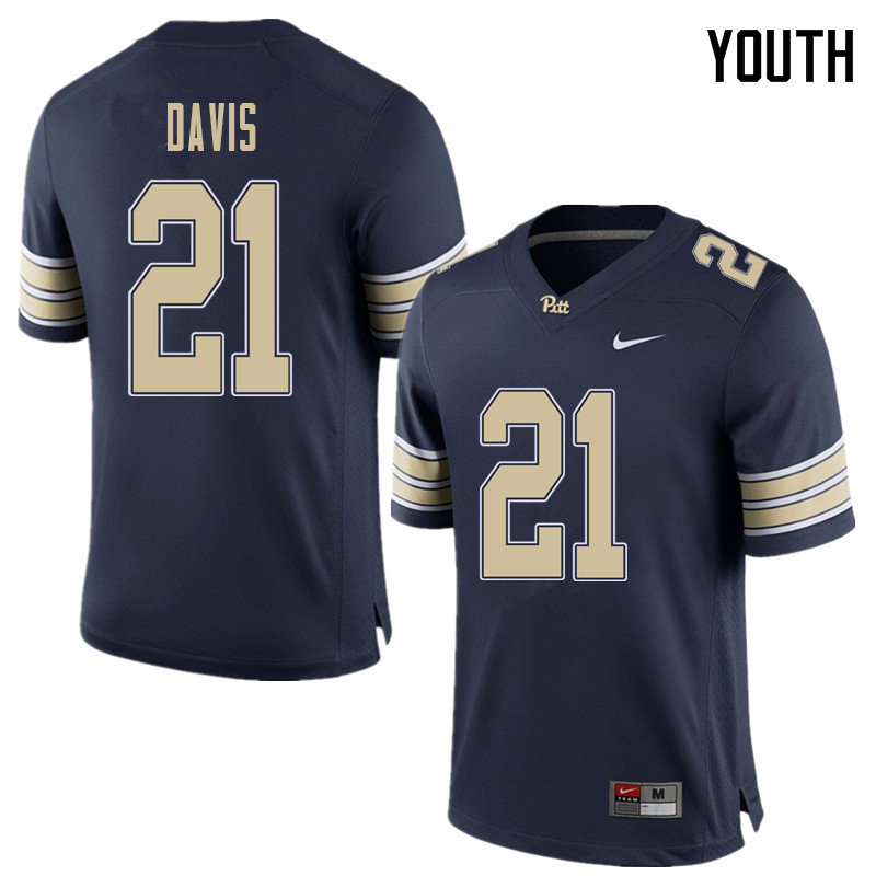 Youth #21 A.J. Davis Pittsburgh Panthers College Football Jerseys Sale-Home Blue